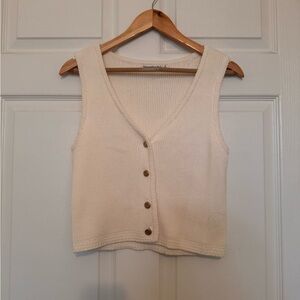 Cream Button-Up Knit Tank Top